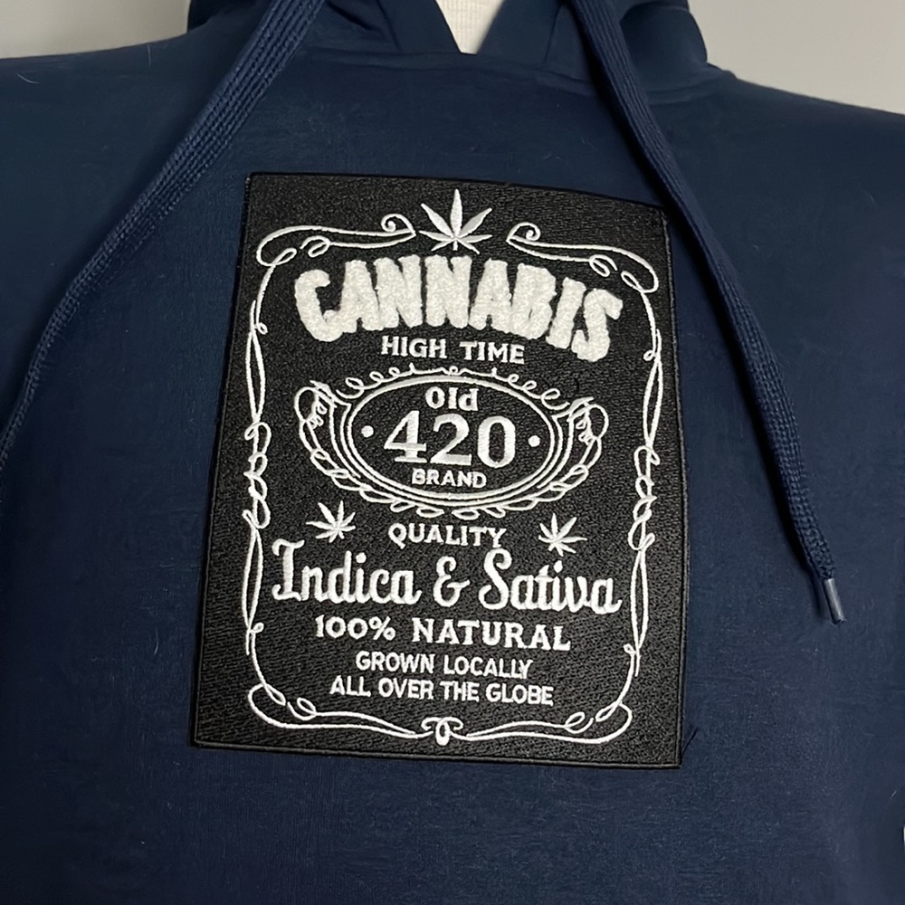 Navy blue mens hoodie in size large - Picture 2 of 4